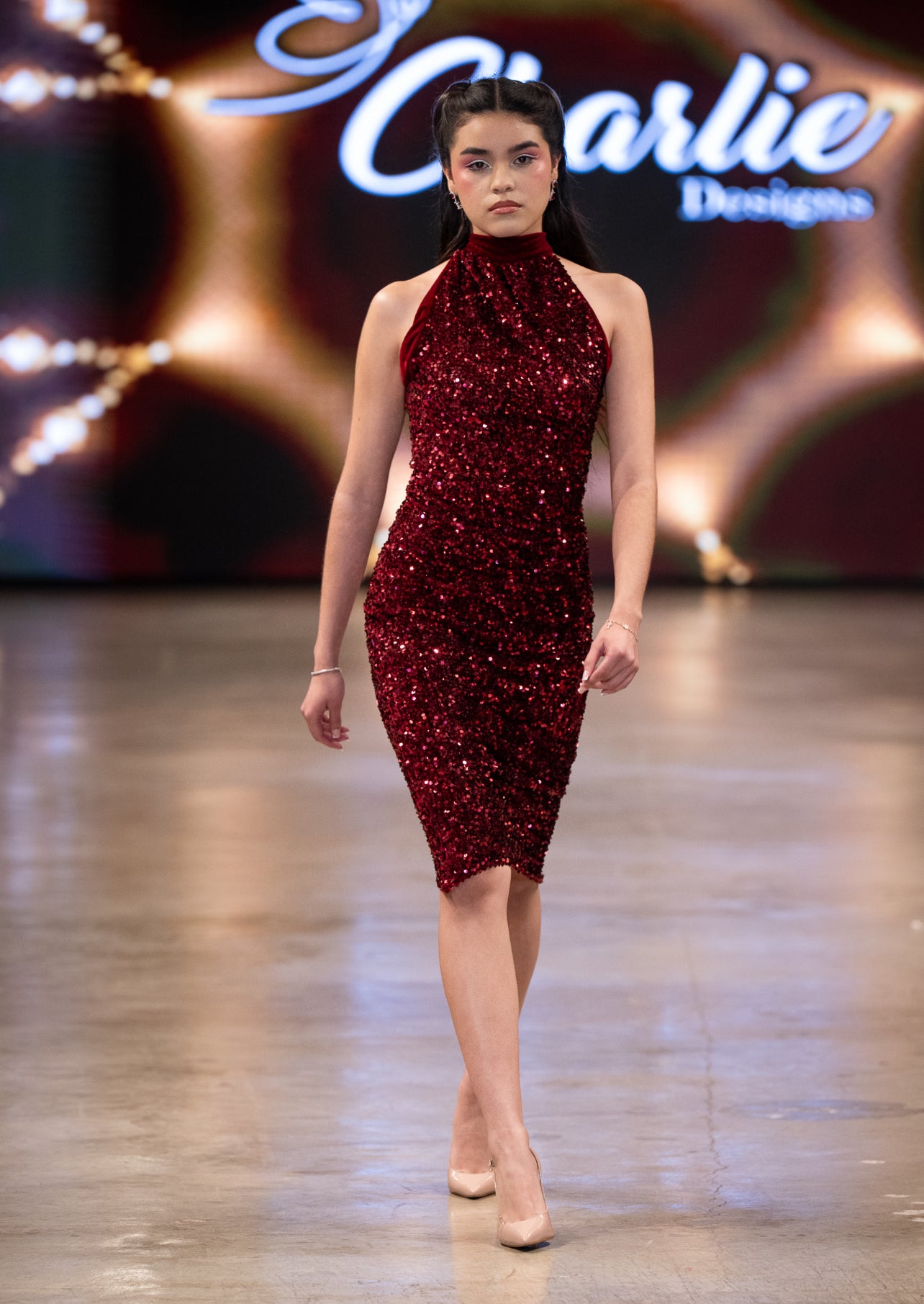 Charlie Designs Velvet Sequin Dress